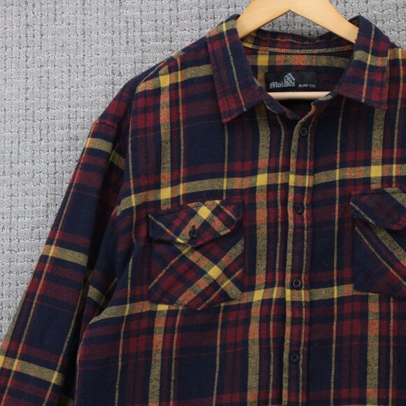 Molokai Flannel Shirt Mens 2XL Multicolor Plaid Button Down Soft Long Sleeve - Picture 4 of 9